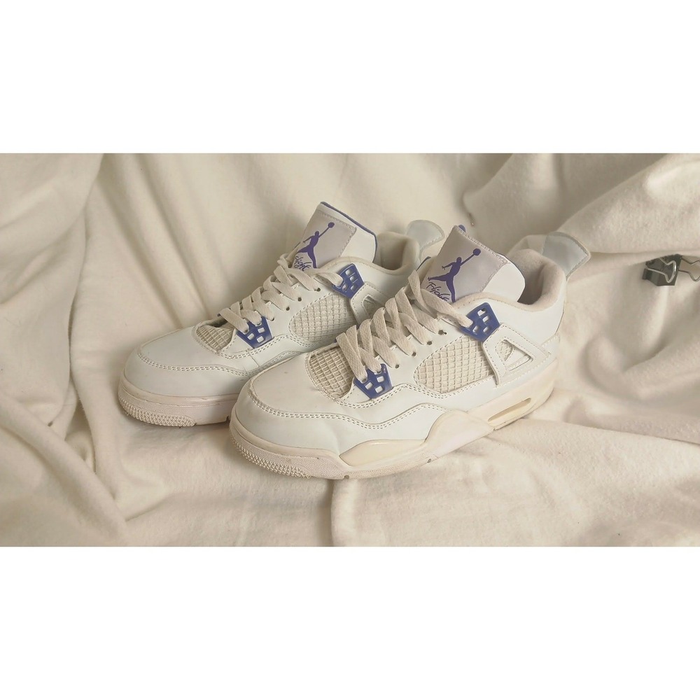 Air Jordan 4 Retro Metallic Purple White Sneakers 408452-115 Mens Size 8/Y10